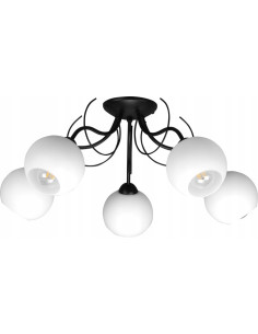 Nowoczesny żyrandol ELIZA 5-płomienny z pofalowanymi ramionami, biały/czarny - eleganckie oświetlenie do wnętrz