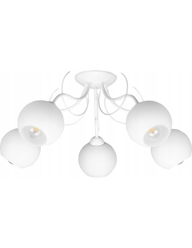 Nowoczesny żyrandol ELIZA 5-płomienny z pofalowanymi ramionami, biały/czarny - eleganckie oświetlenie do wnętrz