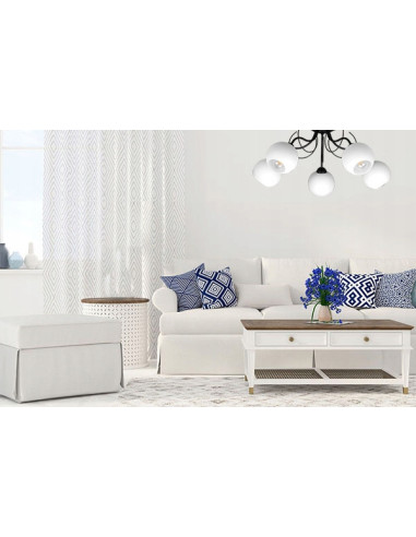 Nowoczesny żyrandol ELIZA 5-płomienny z pofalowanymi ramionami, biały/czarny - eleganckie oświetlenie do wnętrz