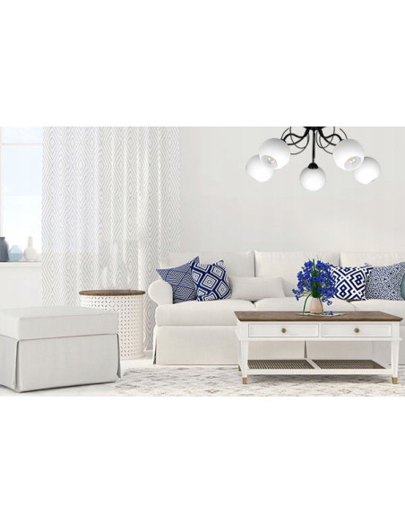 Nowoczesny żyrandol ELIZA 5-płomienny z pofalowanymi ramionami, biały/czarny - eleganckie oświetlenie do wnętrz