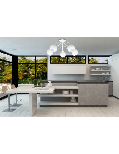 Nowoczesny żyrandol ELIZA 5-płomienny z pofalowanymi ramionami, biały/czarny - eleganckie oświetlenie do wnętrz