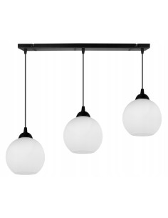 Lampa wisząca ELIZA 90 cm - stylowa lampa do kuchni, jadalni i korytarza, regulowana wysokość, szklany klosz, 3 źródła światła.