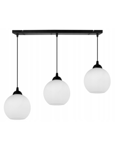 Lampa wisząca ELIZA 90 cm - stylowa lampa do kuchni, jadalni i korytarza, regulowana wysokość, szklany klosz, 3 źródła światła.