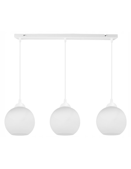 Lampa wisząca ELIZA 90 cm - stylowa lampa do kuchni, jadalni i korytarza, regulowana wysokość, szklany klosz, 3 źródła światła.