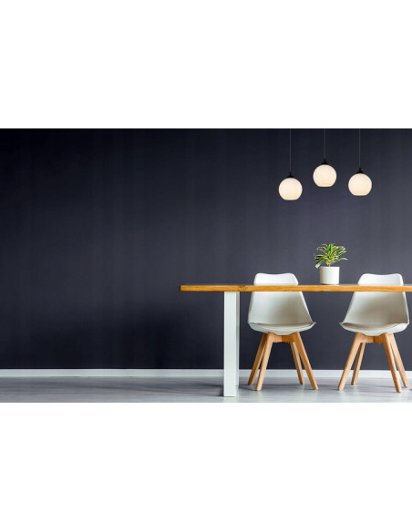 Lampa wisząca ELIZA 90 cm - stylowa lampa do kuchni, jadalni i korytarza, regulowana wysokość, szklany klosz, 3 źródła światła.