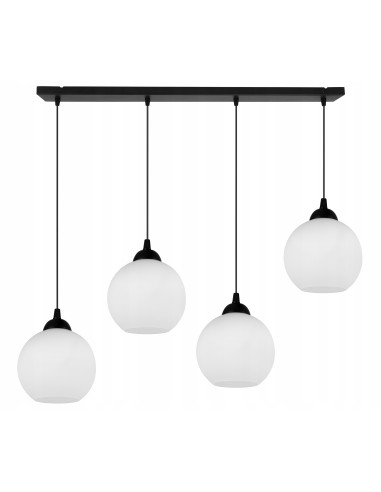 Lampa sufitowa ELIZA 4-punktowa, nowoczesna, regulowana wysokość, biały/czarny, idealna do kuchni i salonu.