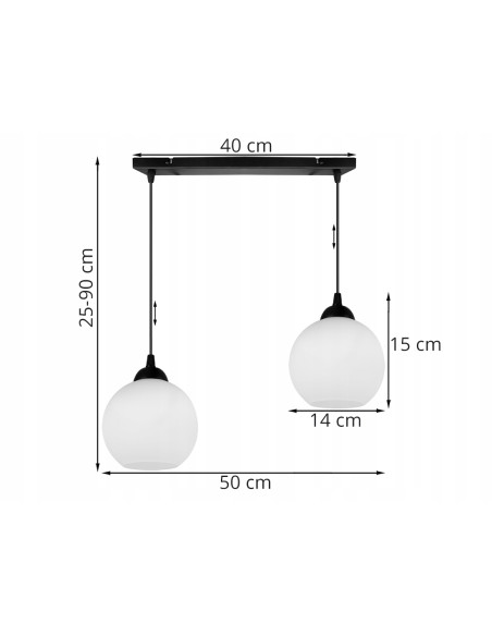Lampa wisząca ELIZA z regulacją, nowoczesne oświetlenie w stylu minimalistycznym, stalowa w czerni i bieli, 2 E27