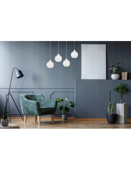 Lampa sufitowa ELIZA 4-punktowa, nowoczesna, regulowana wysokość, biały/czarny, idealna do kuchni i salonu.