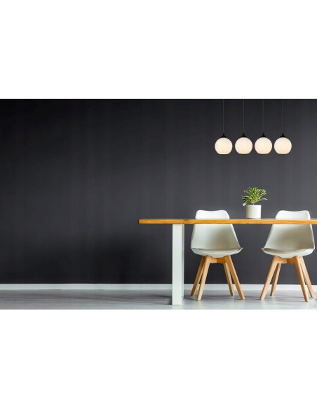 Lampa sufitowa ELIZA 4-punktowa, nowoczesna, regulowana wysokość, biały/czarny, idealna do kuchni i salonu.