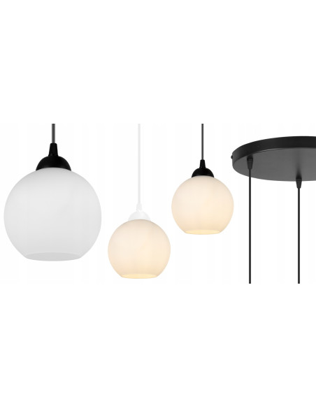 Lampa wisząca ELIZA – klasyczna, regulowana, 3 źródła światła w eleganckich kolorach czarnym i białym