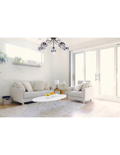 Elegancka lampa sufitowa ELIZA z pięcioma chromowanymi kloszami do nowoczesnych wnętrz jadalni i salonu 2