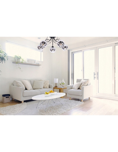 Elegancka lampa sufitowa ELIZA z pięcioma chromowanymi kloszami do nowoczesnych wnętrz jadalni i salonu