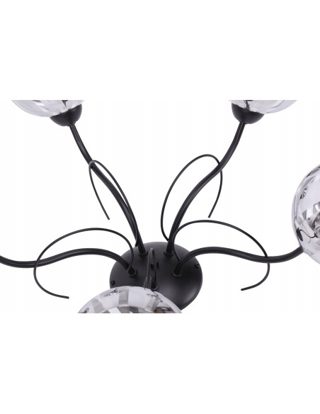 Elegancka lampa sufitowa ELIZA z pięcioma chromowanymi kloszami do nowoczesnych wnętrz jadalni i salonu