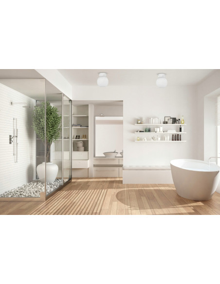 Reflektor sufitowy ELIZA w czerni z mlecznym kloszem – minimalistyczne oświetlenie do każdego wnętrza.