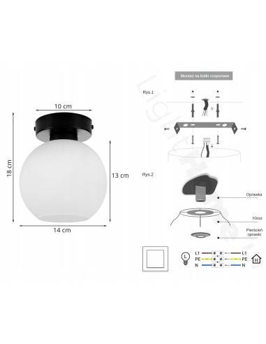 Reflektor sufitowy ELIZA w czerni z mlecznym kloszem – minimalistyczne oświetlenie do każdego wnętrza.
