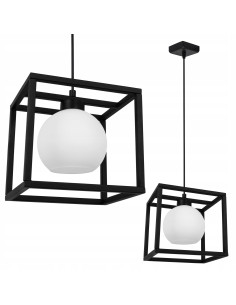 Lampa sufitowa ELIZA w formie kwadratowej klatki - Nowoczesne oświetlenie minimalistyczne, biała/czarna, E27, 60W