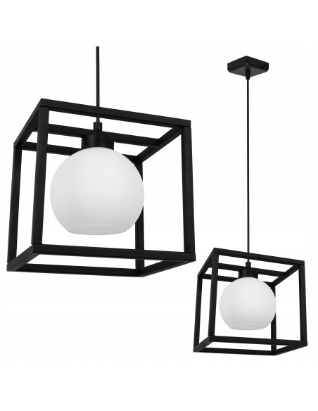 Lampa sufitowa ELIZA w formie kwadratowej klatki - Nowoczesne oświetlenie minimalistyczne, biała/czarna, E27, 60W