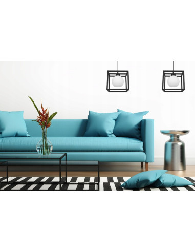 Lampa sufitowa ELIZA w formie kwadratowej klatki - Nowoczesne oświetlenie minimalistyczne, biała/czarna, E27, 60W