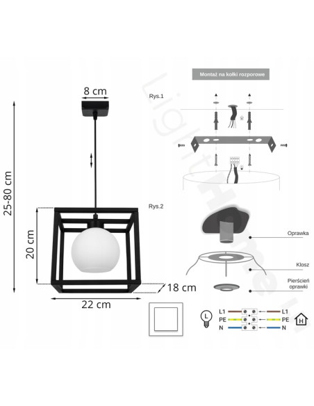 Lampa sufitowa ELIZA w formie kwadratowej klatki - Nowoczesne oświetlenie minimalistyczne, biała/czarna, E27, 60W