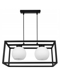 Lampa wisząca ELIZA CAGE z mlecznymi kloszami - nowoczesny design w eleganckiej czarnej konstrukcji do każdego wnętrza.