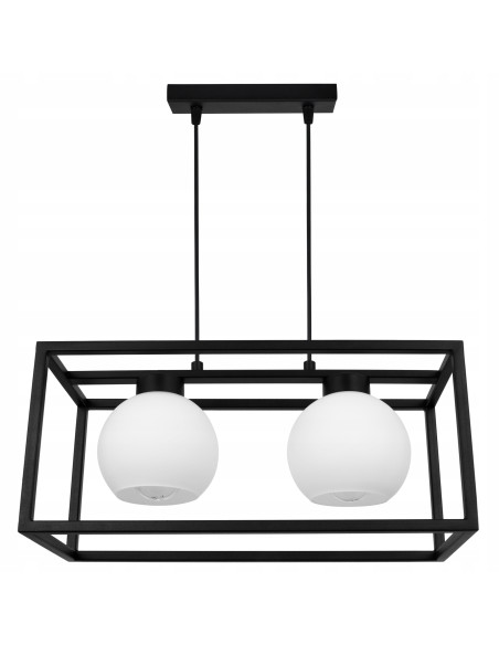 Lampa wisząca ELIZA CAGE z mlecznymi kloszami - nowoczesny design w eleganckiej czarnej konstrukcji do każdego wnętrza.