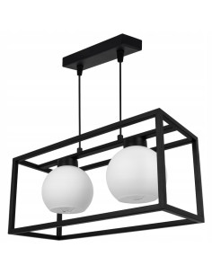 Lampa wisząca ELIZA CAGE z mlecznymi kloszami - nowoczesny design w eleganckiej czarnej konstrukcji do każdego wnętrza. 2