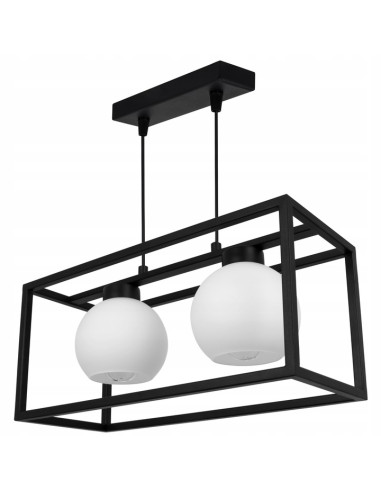 Lampa wisząca ELIZA CAGE z mlecznymi kloszami - nowoczesny design w eleganckiej czarnej konstrukcji do każdego wnętrza.