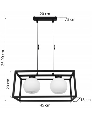 Lampa wisząca ELIZA CAGE z mlecznymi kloszami - nowoczesny design w eleganckiej czarnej konstrukcji do każdego wnętrza.