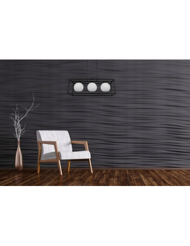 Lampa wisząca ELIZA CAGE – elegancka, regulowana lampa do jadalni i biura, 3-punktowe oświetlenie, metal i szkło.