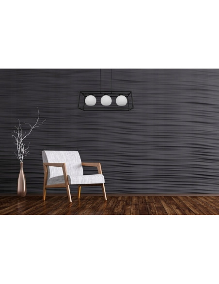 Lampa wisząca ELIZA CAGE – elegancka, regulowana lampa do jadalni i biura, 3-punktowe oświetlenie, metal i szkło.