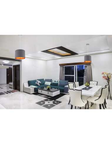 Lampa wisząca SHADE - eleganckie oświetlenie w neutralnych kolorach z złotym wnętrzem do salonu i jadalni.