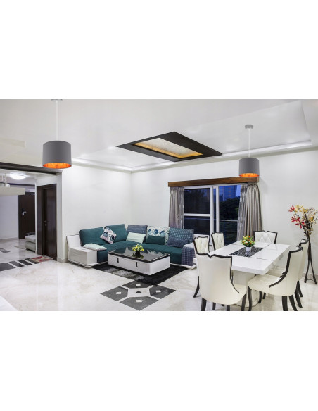 Lampa wisząca SHADE - eleganckie oświetlenie w neutralnych kolorach z złotym wnętrzem do salonu i jadalni.