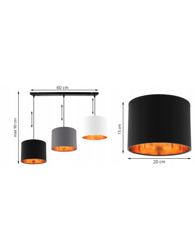 Elegancka lampa sufitowa SHADE z tkaninowymi kloszami i metalową konstrukcją – stylowe oświetlenie do każdego wnętrza