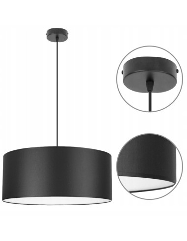 Lampa wisząca SHADE z eleganckim abażurem, efektowne oświetlenie do salonu i sypialni, kolor czarny, stylowy design.