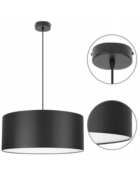 Lampa wisząca SHADE z eleganckim abażurem, efektowne oświetlenie do salonu i sypialni, kolor czarny, stylowy design.