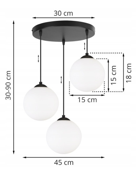 Lampa sufitowa FLORENCE z regulacją wysokości - nowoczesny element designu do sypialni i biura, czarno-biała.