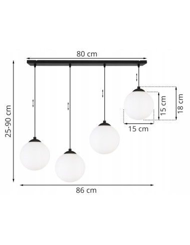 Nowoczesna Lampa Wisząca FLORENCE E27 z Regulacją, Stylowe Oświetlenie do Domu, Biura i Hotelu w Białym/Czarnym Kolorze