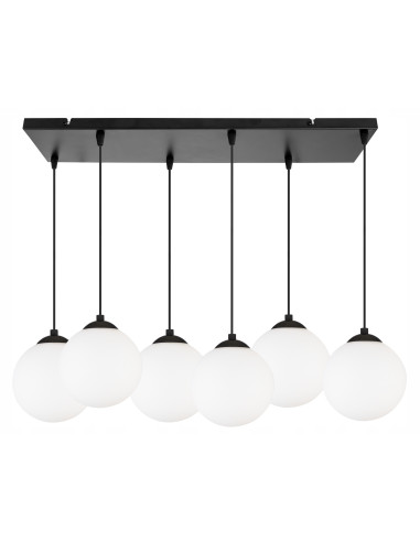 Lampa wisząca FLORENCE - nowoczesny design z mlecznymi kulami, regulowana wysokość, czarna, elegancka do salonu i biura