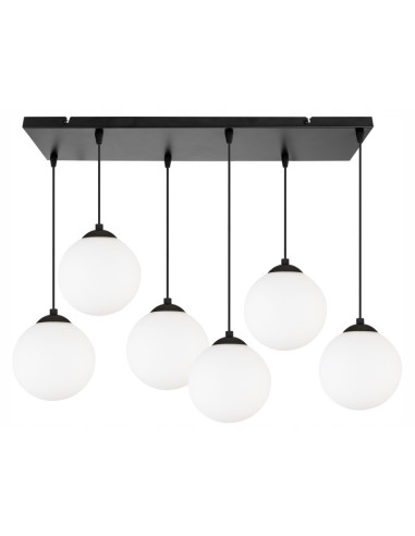 Lampa wisząca FLORENCE - nowoczesny design z mlecznymi kulami, regulowana wysokość, czarna, elegancka do salonu i biura