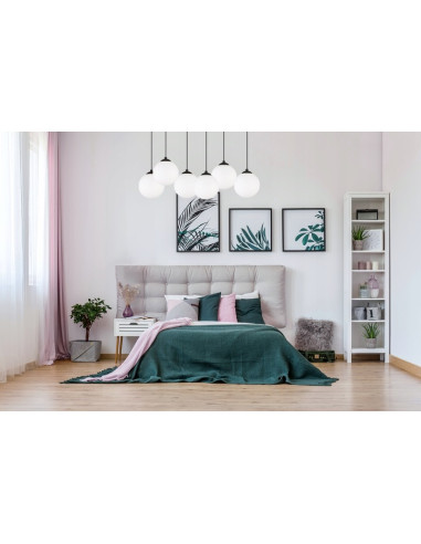 Lampa wisząca FLORENCE - nowoczesny design z mlecznymi kulami, regulowana wysokość, czarna, elegancka do salonu i biura