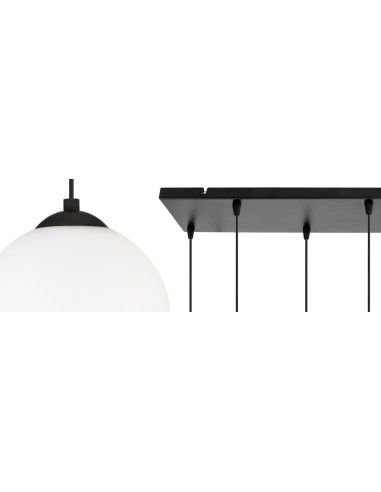 Lampa wisząca FLORENCE - nowoczesny design z mlecznymi kulami, regulowana wysokość, czarna, elegancka do salonu i biura