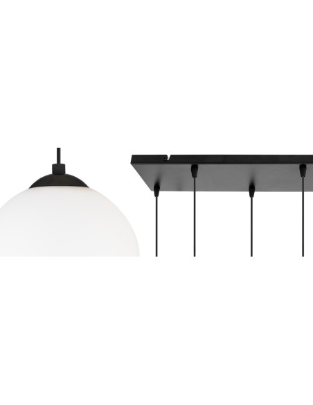 Lampa wisząca FLORENCE - nowoczesny design z mlecznymi kulami, regulowana wysokość, czarna, elegancka do salonu i biura