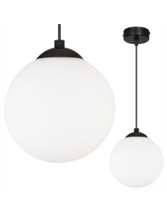 Lampa sufitowa FLORENCE - eleganckie minimalistyczne oświetlenie do biura i wnętrz, białe szkło, czarny metal