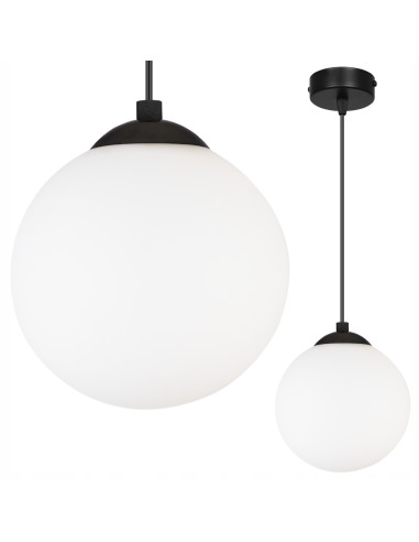 Lampa sufitowa FLORENCE - eleganckie minimalistyczne oświetlenie do biura i wnętrz, białe szkło, czarny metal
