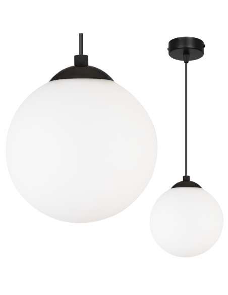 Lampa sufitowa FLORENCE - eleganckie minimalistyczne oświetlenie do biura i wnętrz, białe szkło, czarny metal