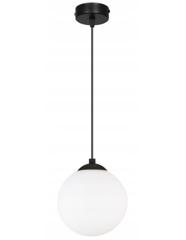 Lampa sufitowa FLORENCE - eleganckie minimalistyczne oświetlenie do biura i wnętrz, białe szkło, czarny metal