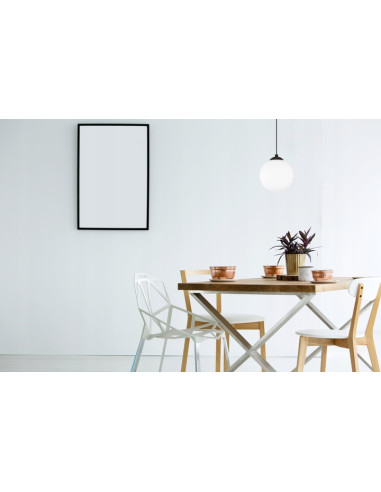 Lampa sufitowa FLORENCE - eleganckie minimalistyczne oświetlenie do biura i wnętrz, białe szkło, czarny metal