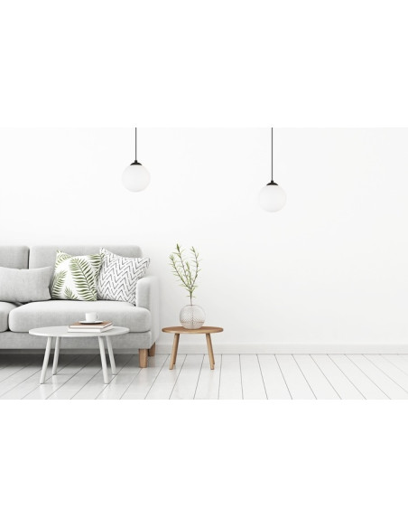 Lampa sufitowa FLORENCE - eleganckie minimalistyczne oświetlenie do biura i wnętrz, białe szkło, czarny metal