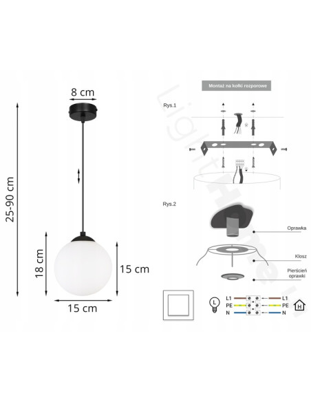 Lampa sufitowa FLORENCE - eleganckie minimalistyczne oświetlenie do biura i wnętrz, białe szkło, czarny metal
