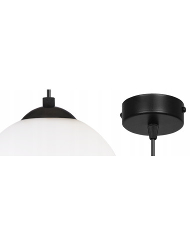 Lampa sufitowa FLORENCE - eleganckie minimalistyczne oświetlenie do biura i wnętrz, białe szkło, czarny metal